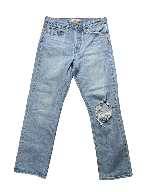 Levi's Denim - Levi's Light Blue Wedgie Straight Fit Jeans with Distressed Knee 29